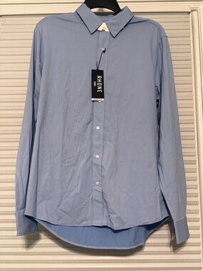 NWT Rhone Commuter Button Down Shirt M Blue Long Sleeve Classic Fit $138